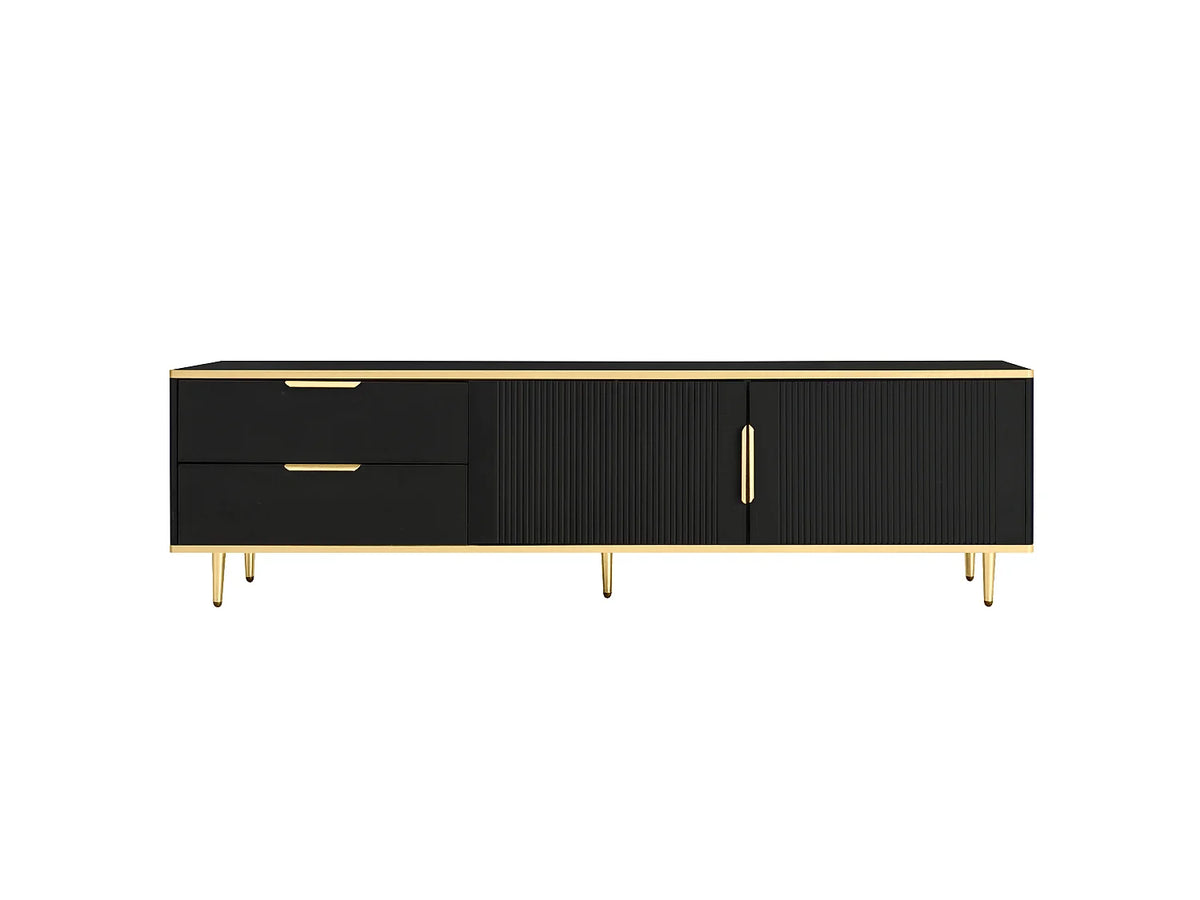 Meuble TV en Bois Noir 175 cm 2 Portes - MODERNLUXE vue 7