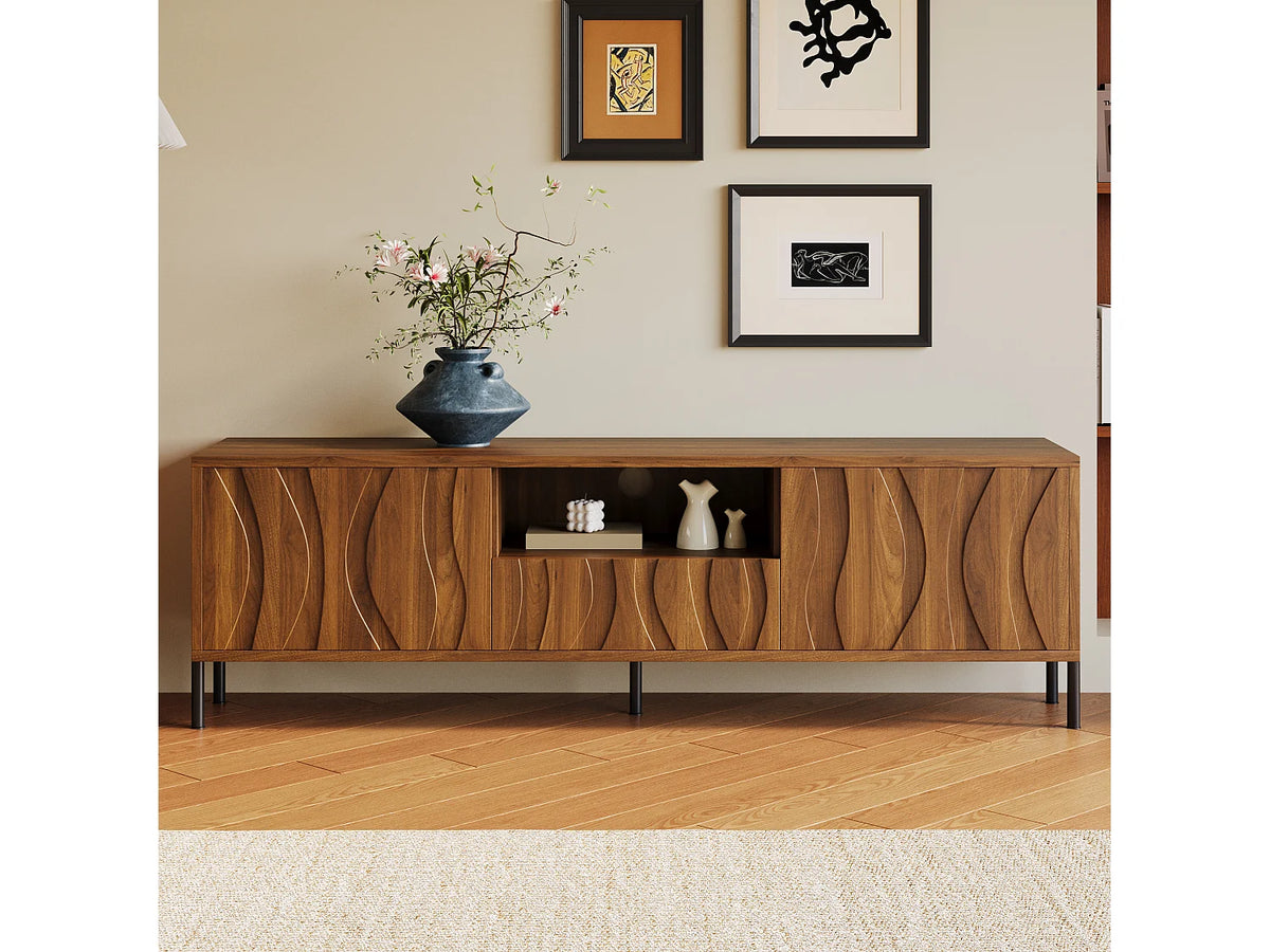 Meuble TV Bas en Bois 160 cm - MERAX