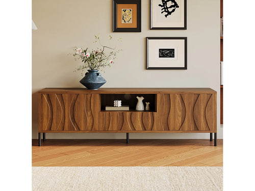 Meuble TV Bas en Bois 160 cm - MERAX