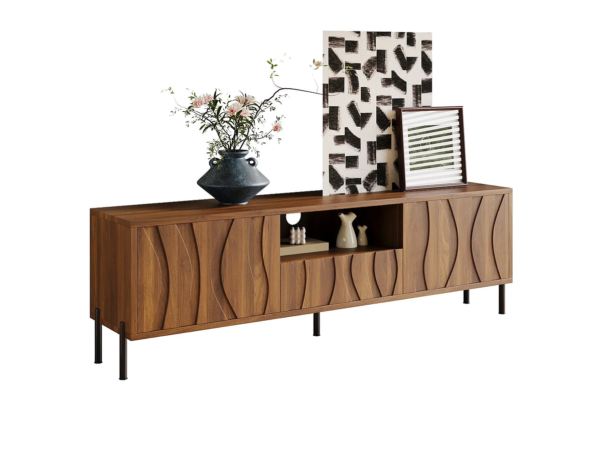 Meuble TV Bas en Bois 160 cm - MERAX vue 2
