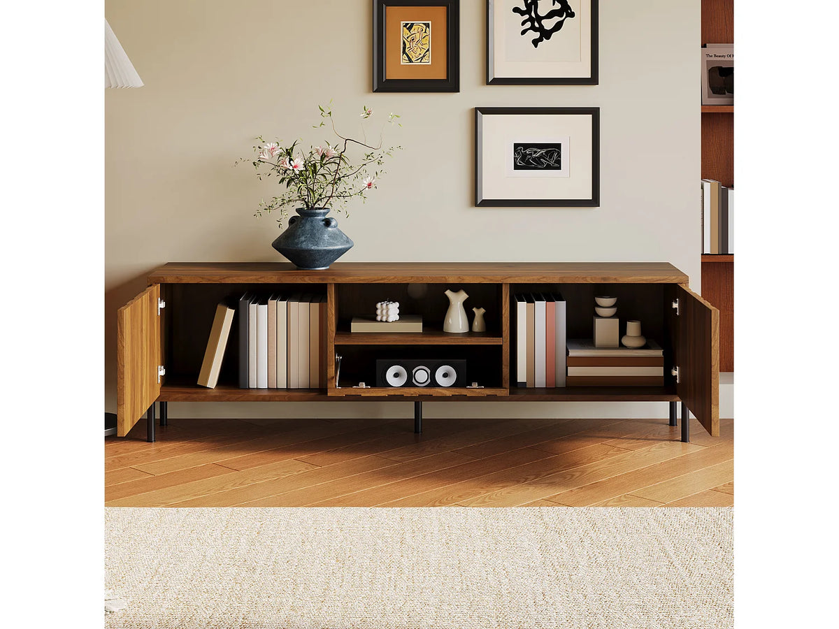 Meuble TV Bas en Bois 160 cm - MERAX vue 3