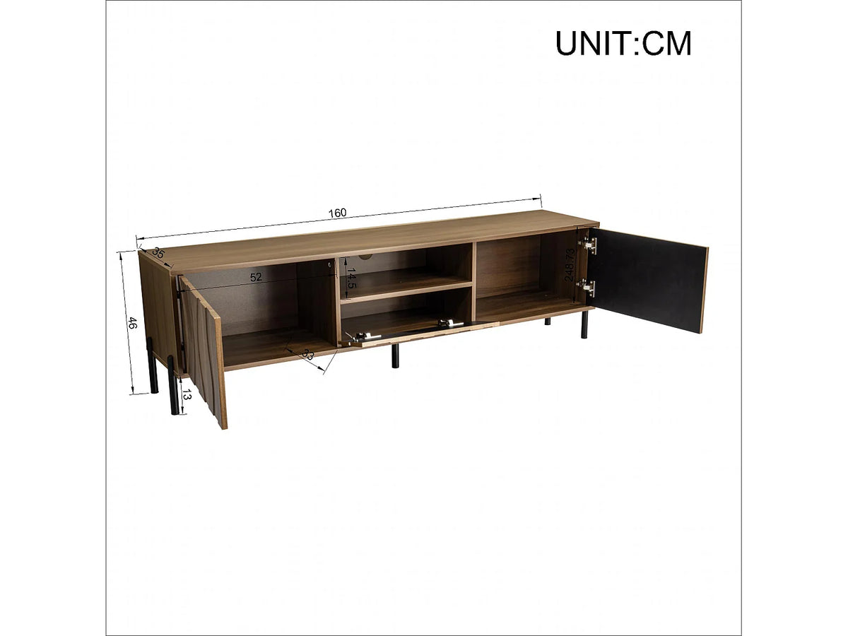 Meuble TV Bas en Bois 160 cm - MERAX vue 4