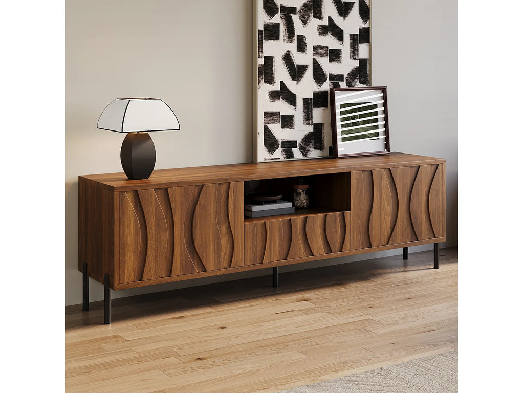 Meuble TV Bas en Bois 160 cm - MERAX vue 6