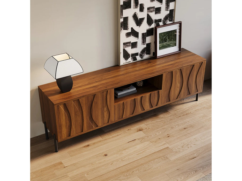 Meuble TV Bas en Bois 160 cm - MERAX vue 7