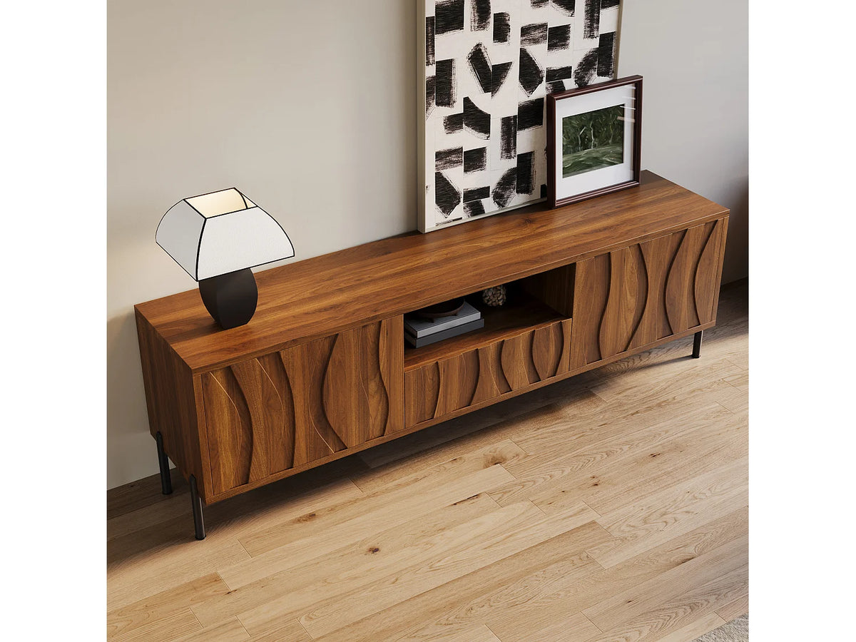 Meuble TV Bas en Bois 160 cm - MERAX vue 7