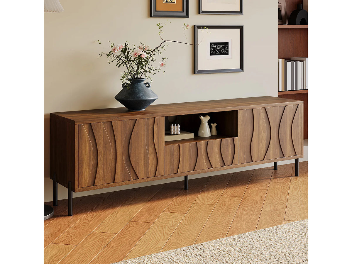 Meuble TV Bas en Bois 160 cm - MERAX vue 8