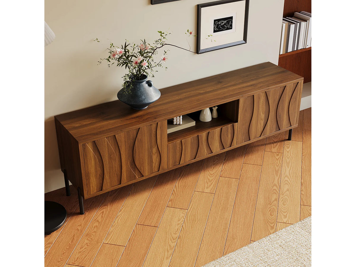 Meuble TV Bas en Bois 160 cm - MERAX vue 9
