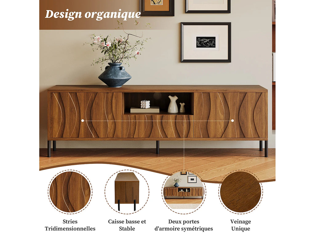 Meuble TV Bas en Bois 160 cm - MERAX vue 10