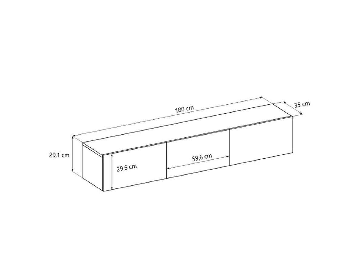 Meuble TV Suspendu en Bois 180 cm - PETITS-MEUBLES vue 6