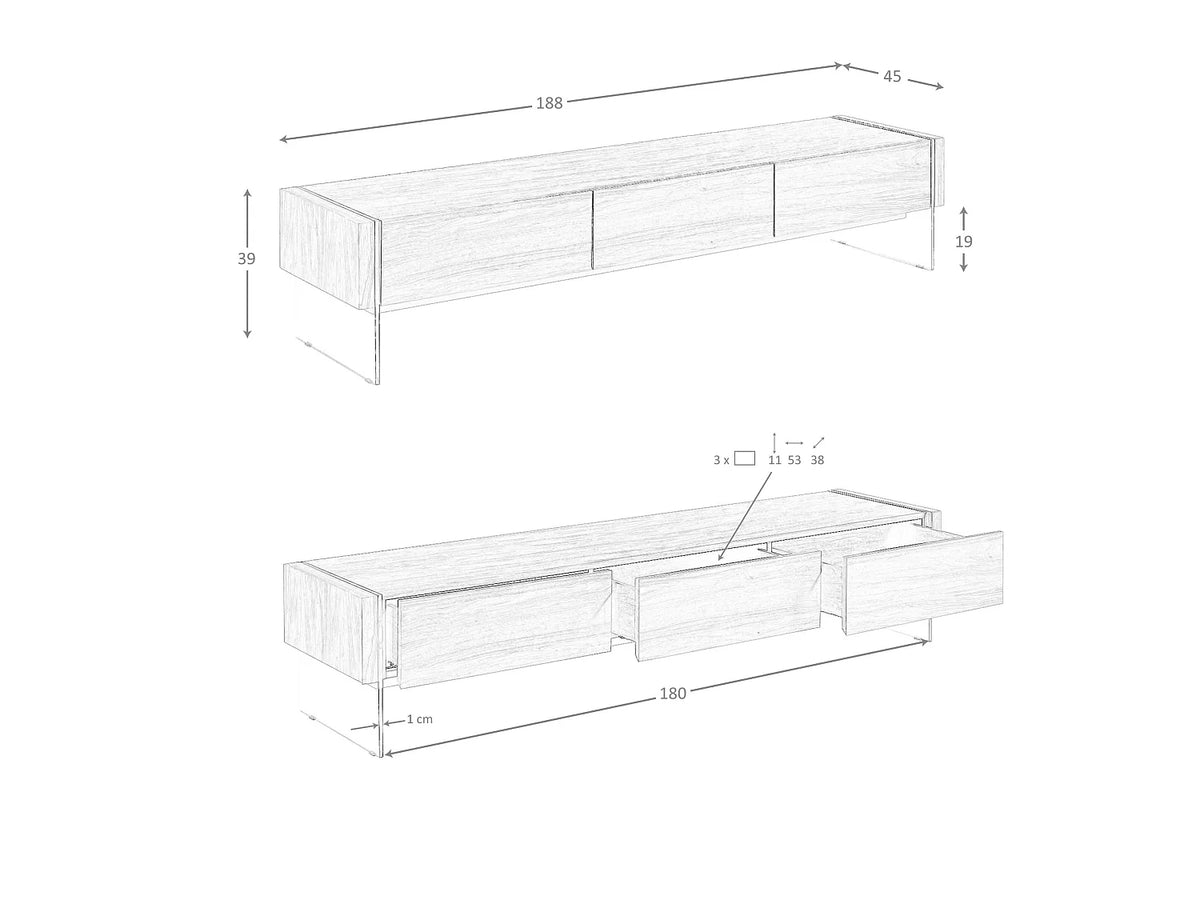Meuble TV d'Angle Moderne 45 cm Marron Bois Foncé - ANGEL vue 8
