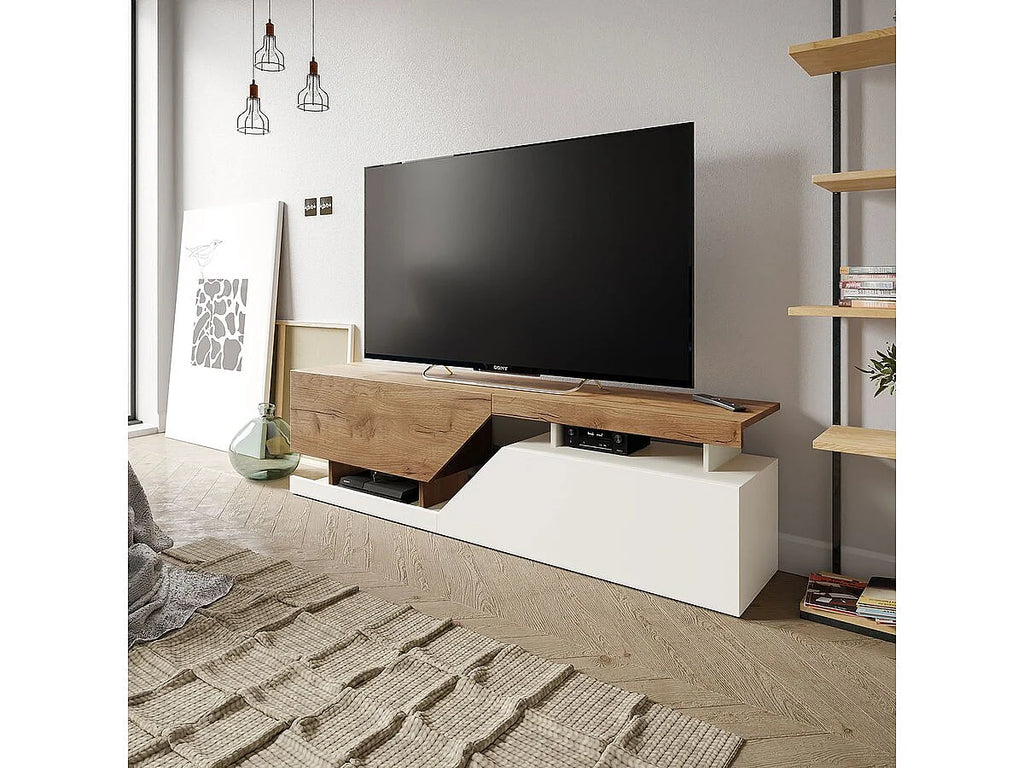 Meuble TV en Bois Blanc - HABITAT ET JARDIN