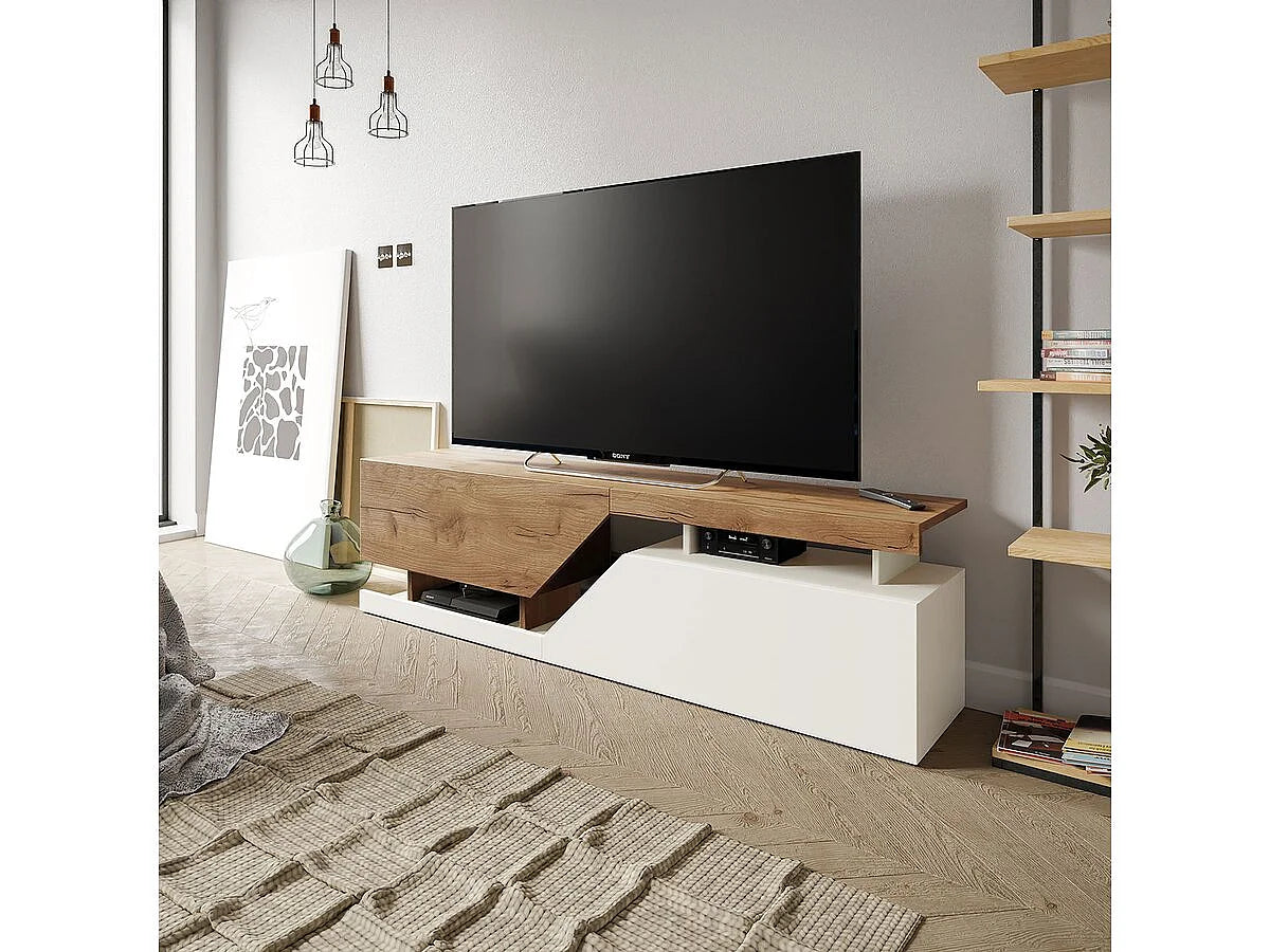 Meuble TV en Bois Blanc - HABITAT ET JARDIN