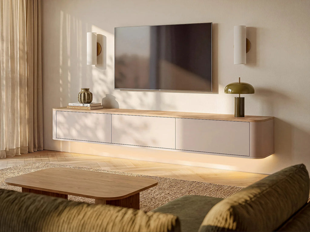 Meuble TV Suspendu en Bois - AJUGA