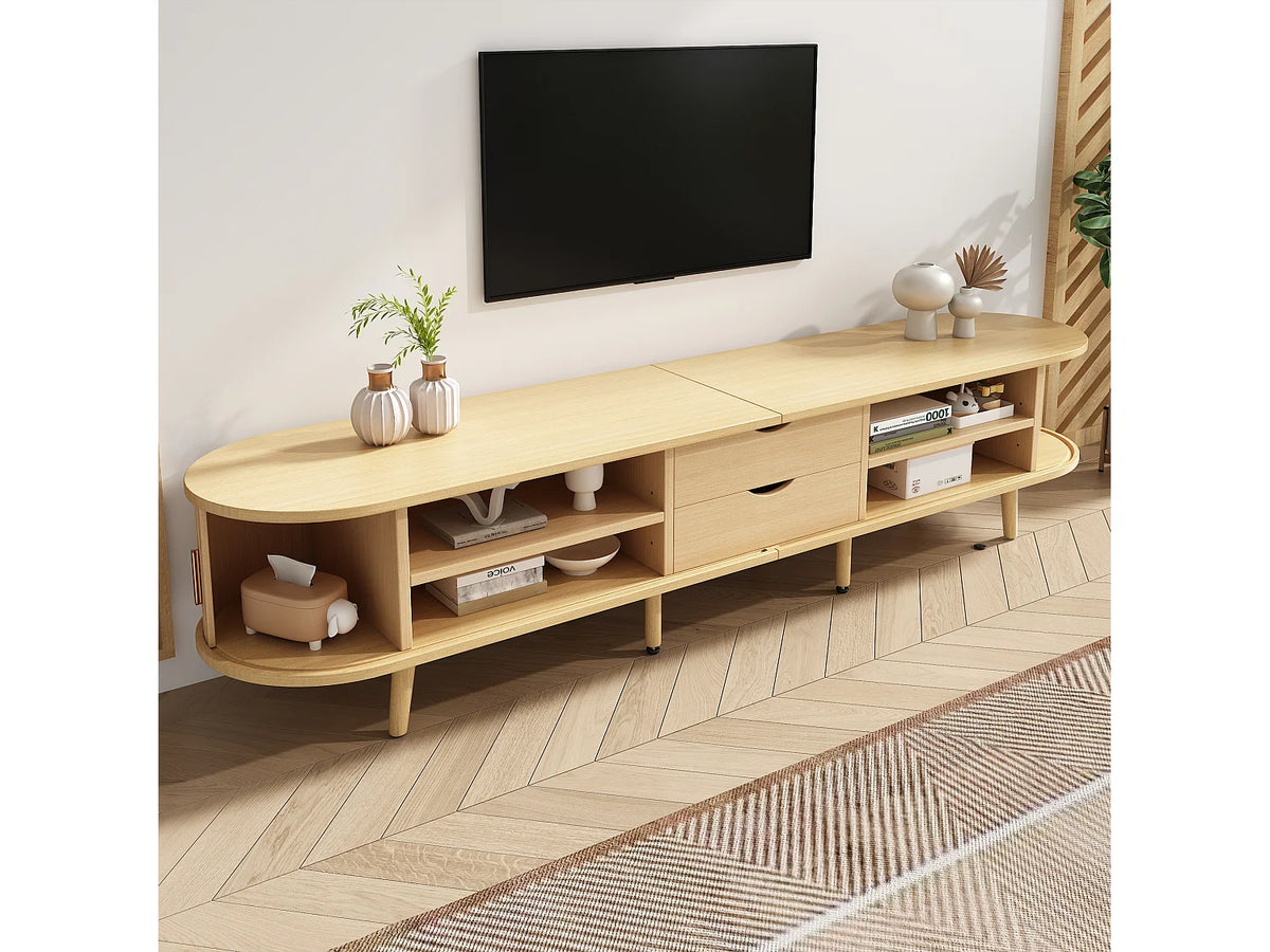 Meuble TV Bas en Bois 175 cm 2 Portes - MERAX