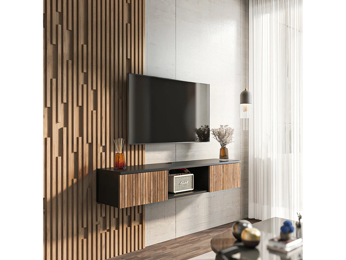 Meuble TV en Bois Noir - DECOROTIKA FR vue 4