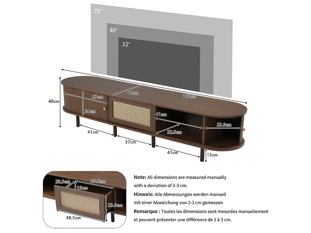 Meuble TV Effet Noyer 180 cm - MERAX vue 3