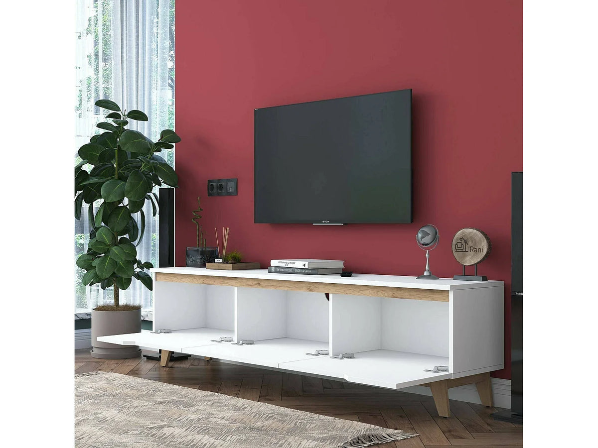 Meuble TV Suspendu Blanc 180 cm - DMORA vue 6